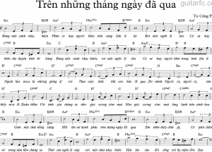 Sheet nhạc bài hát trên những tháng ngày đã qua