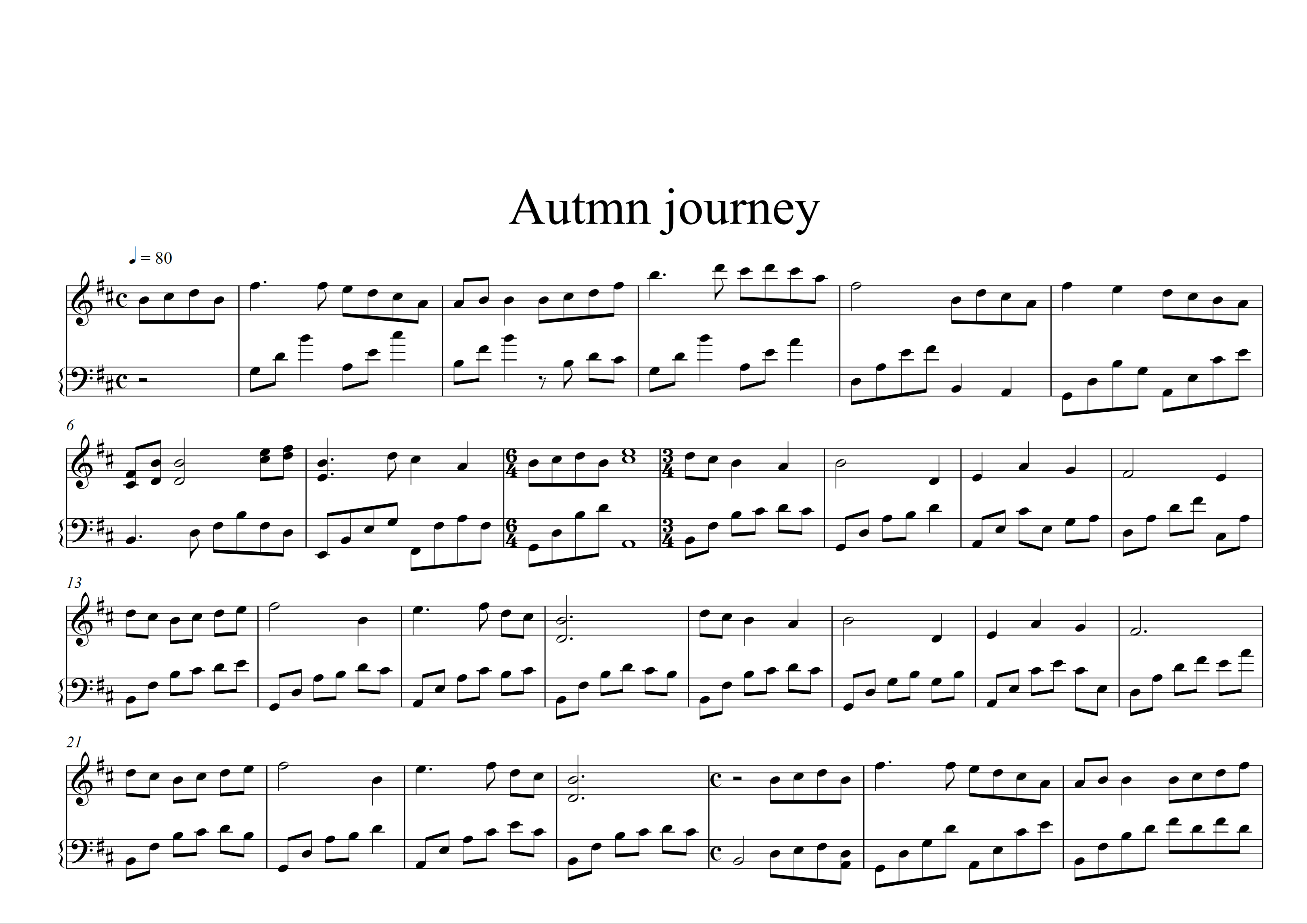 sheet nhạc piano Autumn Journey